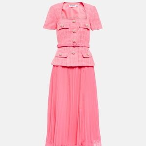 Self-portrait Bouclé and chiffon midi dress